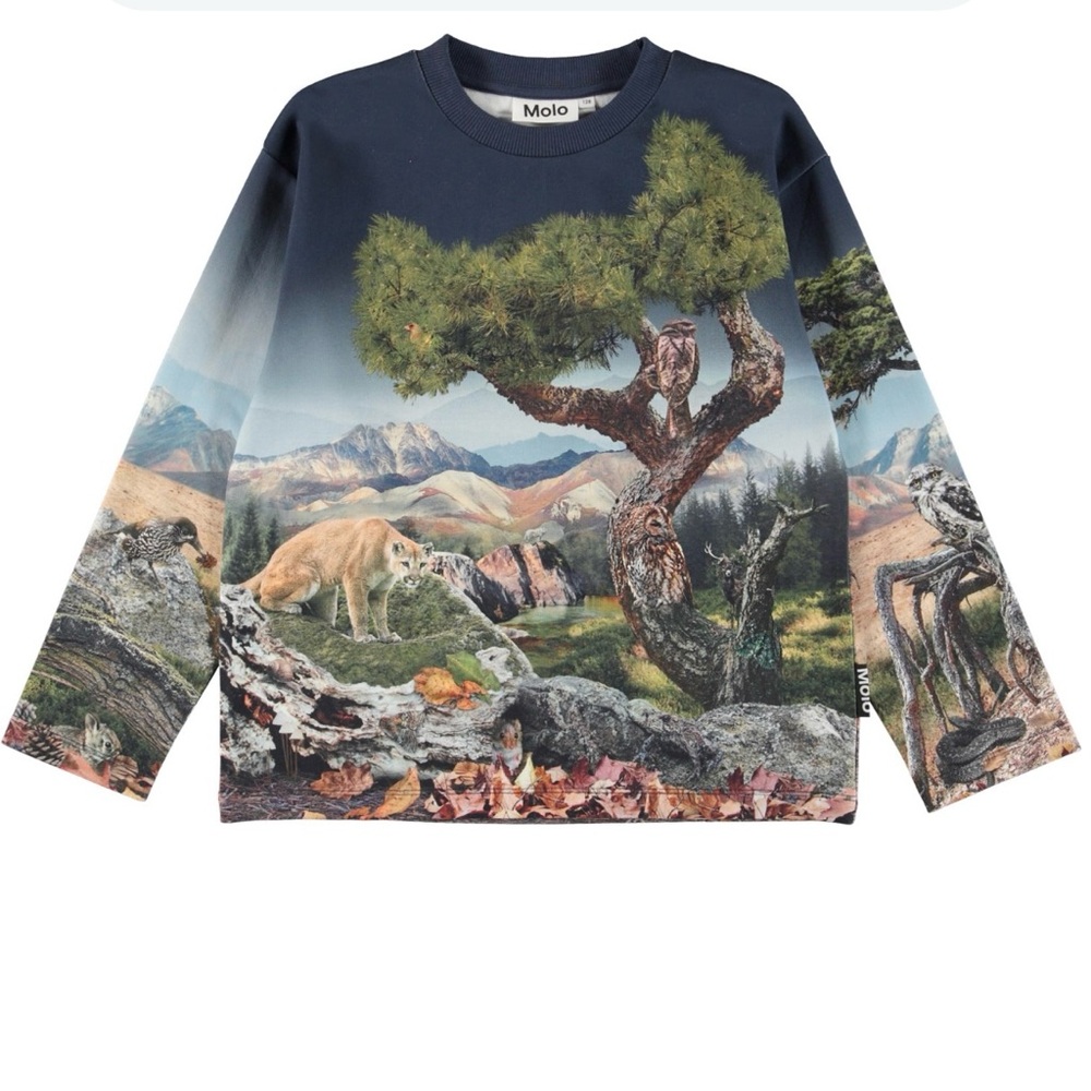 EUC Molo Kids Nature Print Long Sleeve Shirt / Sweatshirt Sz152 (Organic Cotton)